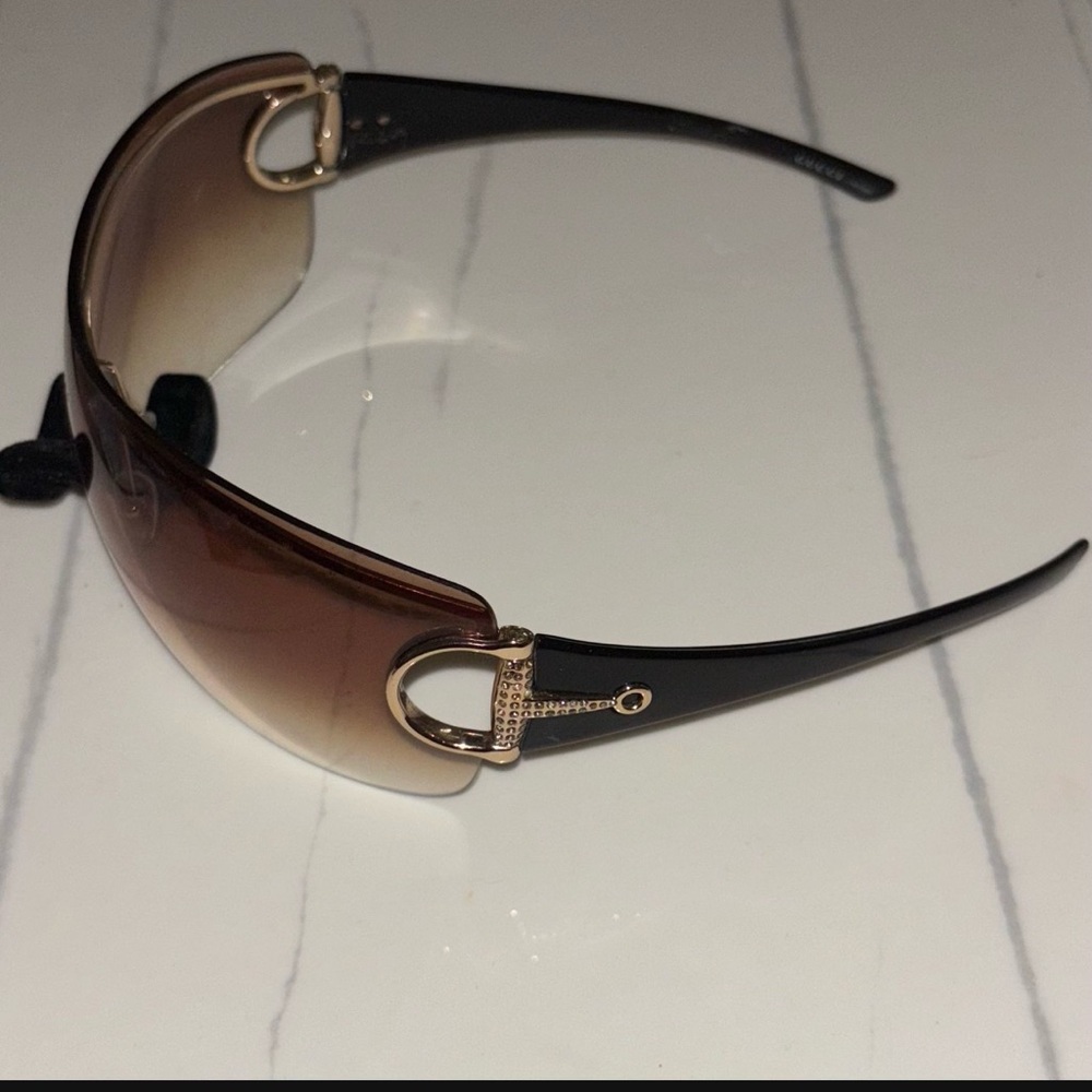 Authentic Gucci GG2711/S Strass Shield Sunglasses Y2K Horsebit Brown Gradient - Picture 4 of 11